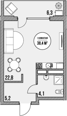 Продается 1-комн. квартира, 32.1 м²