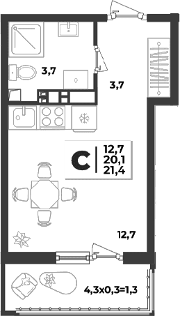 Продается 1-комн. квартира, 20.1 м²