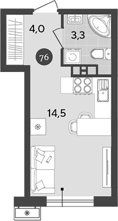 Продается 1-комн. квартира, 21.8 м²