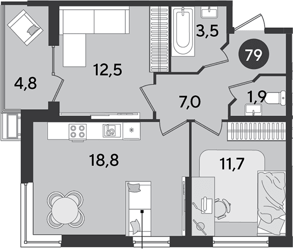 Продается 3-комн. квартира, 55.4 м²