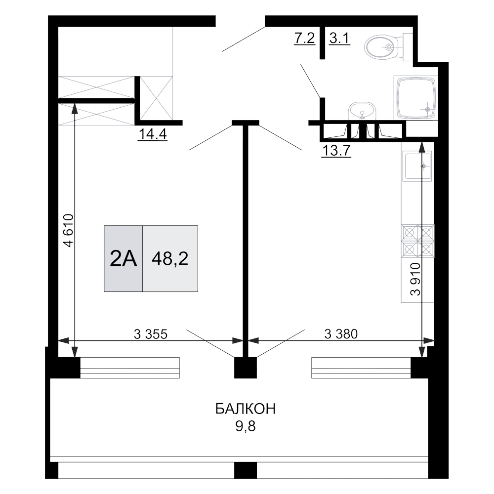 Продается 2-комн. квартира, 38.4 м²