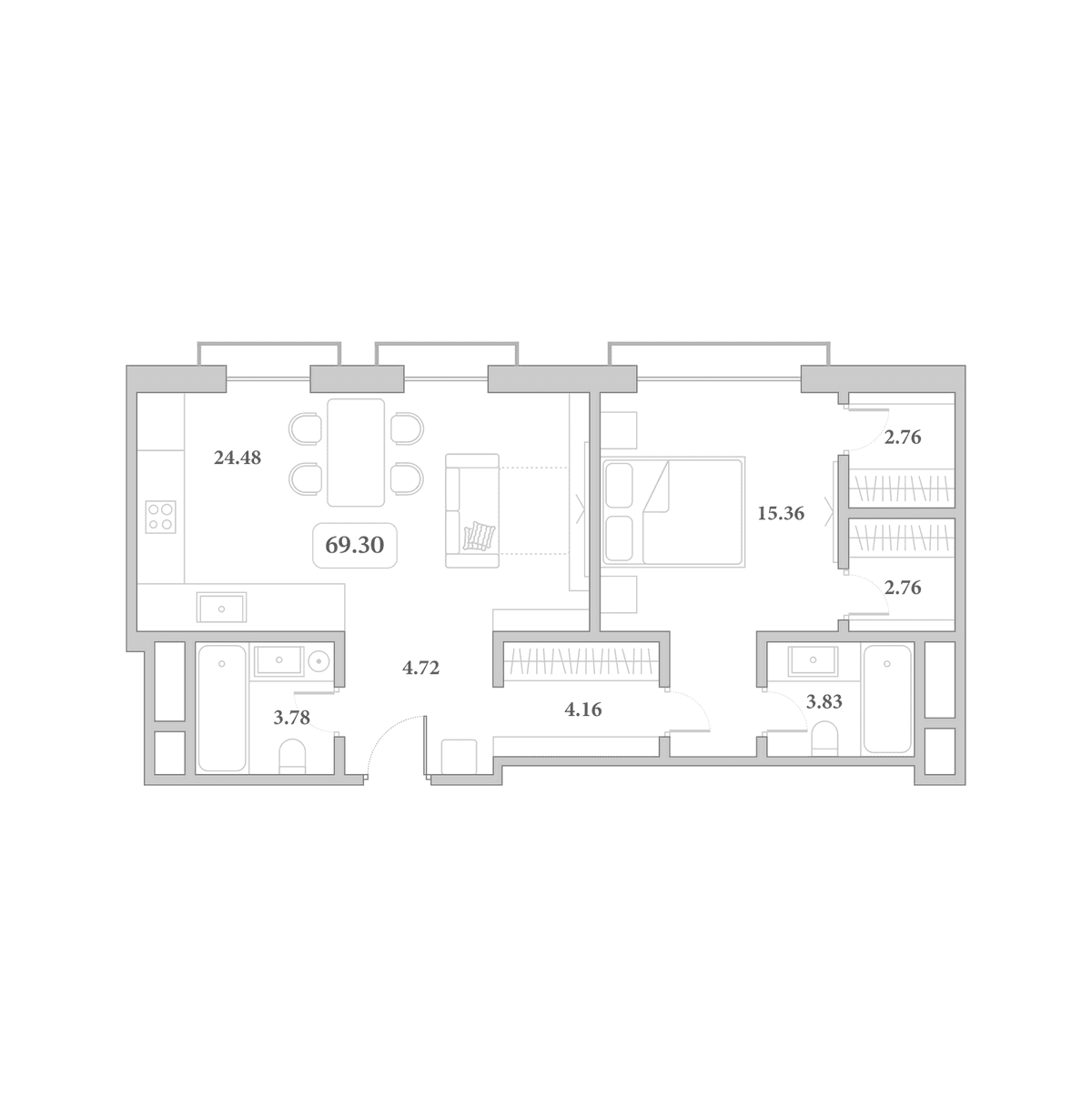 Продается 2-комн. квартира, 64.1 м²