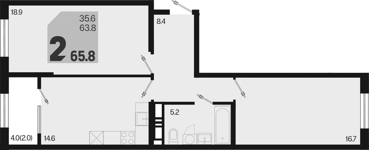 Продается 2-комн. квартира, 63.8 м²