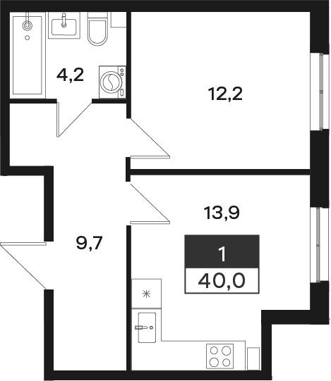 Продается 1-комн. квартира, 40 м²