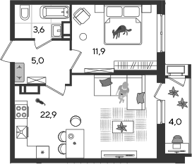 Продается 2-комн. квартира, 43.4 м²