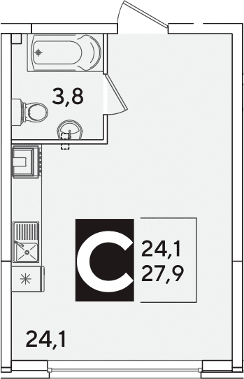 Продается 1-комн. квартира, 27.9 м²