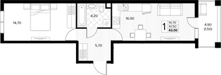 Продается 2-комн. квартира, 41.5 м²