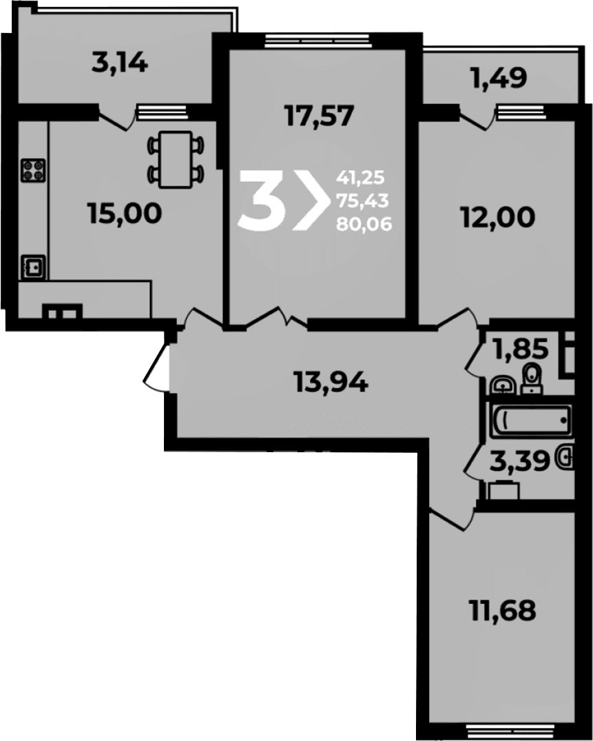 Продается 4-комн. квартира, 75.43 м²