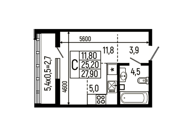 Продается 1-комн. квартира, 25.2 м²