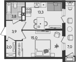 Продается 1-комн. квартира, 38 м²