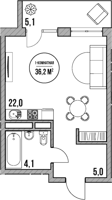 Продается 1-комн. квартира, 31.1 м²