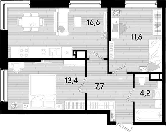 Продается 2-комн. квартира, 53.5 м²