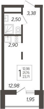 Продается 1-комн. квартира, 21.76 м²