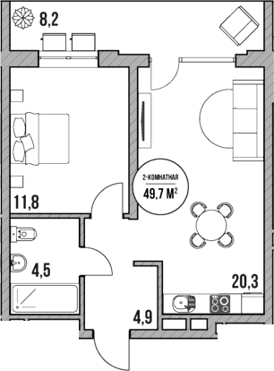 Продается 2-комн. квартира, 41.5 м²