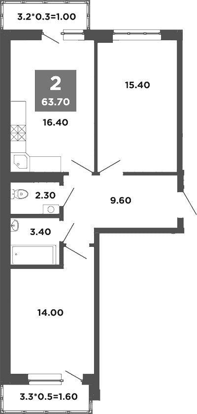 Продается 3-комн. квартира, 61.1 м²