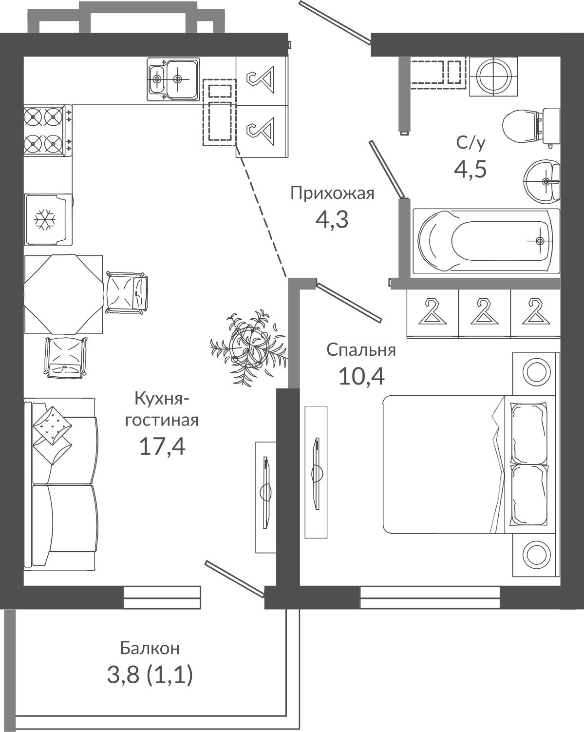 Продается 2-комн. квартира, 36.6 м²