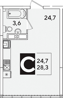 Продается 1-комн. квартира, 28.3 м²