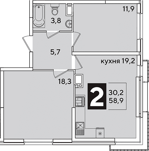 Продается 3-комн. квартира, 58.9 м²