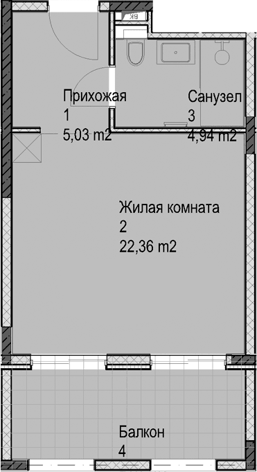 Продается 1-комн. квартира, 32.33 м²