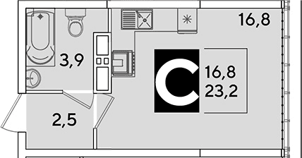 Продается 1-комн. квартира, 23.2 м²