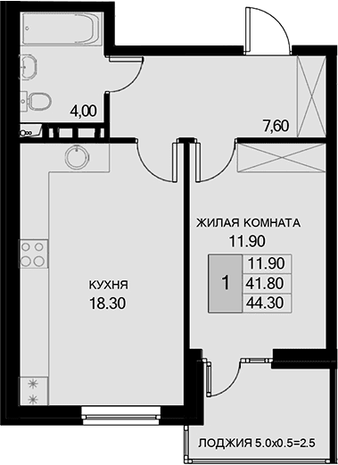 Продается 1-комн. квартира, 40.8 м²