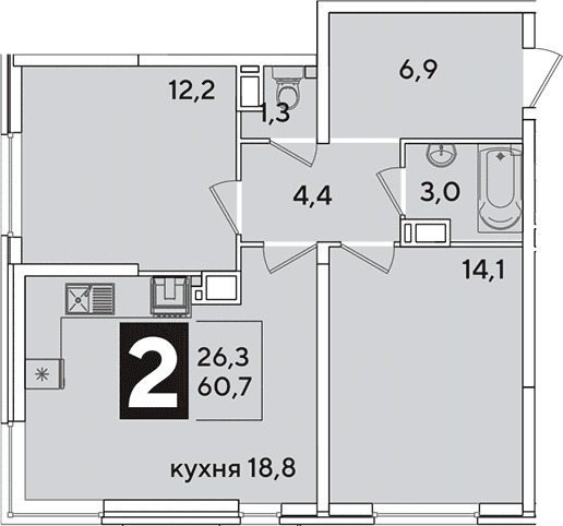 Продается 3-комн. квартира, 60.7 м²