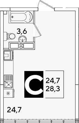 Продается 1-комн. квартира, 28.3 м²