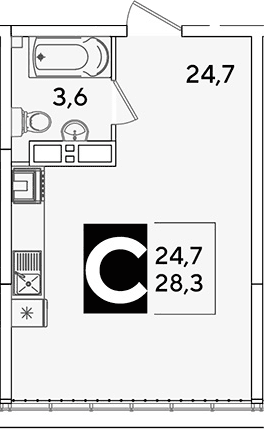 Продается 1-комн. квартира, 28.3 м²