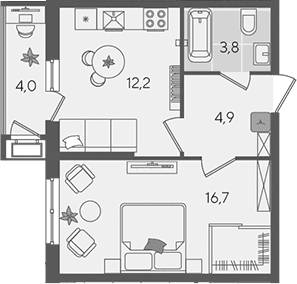 Продается 1-комн. квартира, 37.6 м²