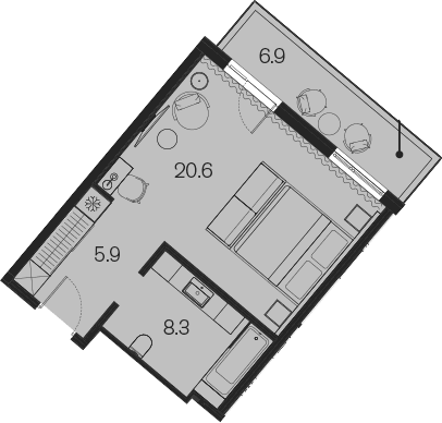 Продается 1-комн. квартира, 34.8 м²