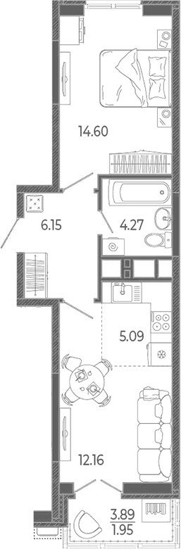 Продается 2-комн. квартира, 42.27 м²