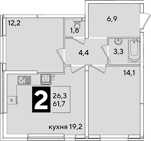 Продается 3-комн. квартира, 61.7 м²