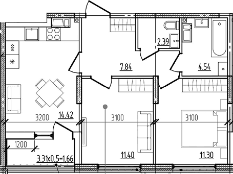 Продается 2-комн. квартира, 51.89 м²