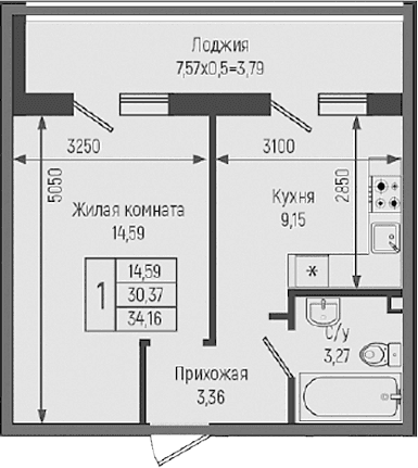Продается 1-комн. квартира, 30.37 м²