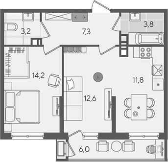 Продается 2-комн. квартира, 52.9 м²