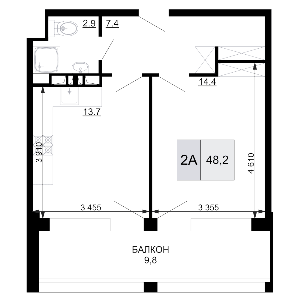 Продается 2-комн. квартира, 38.4 м²