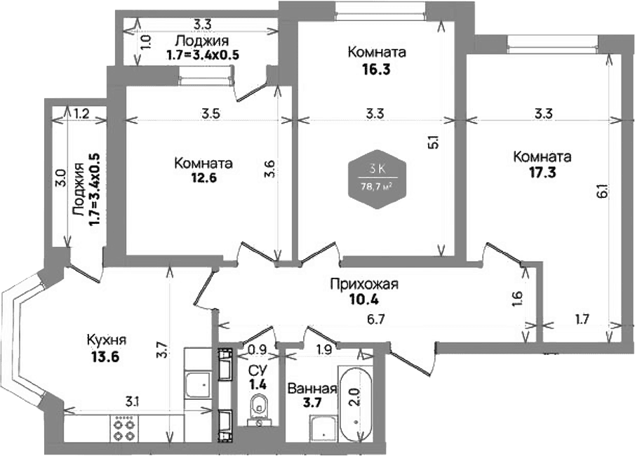 Продается 3-комн. квартира, 75.3 м²