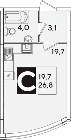 Продается 1-комн. квартира, 26.8 м²