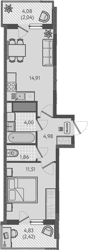 Продается 1-комн. квартира, 37.26 м²
