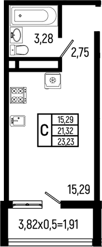 Продается 1-комн. квартира, 21.32 м²