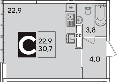 Продается 1-комн. квартира, 30.7 м²