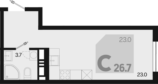 Продается 1-комн. квартира, 26.7 м²