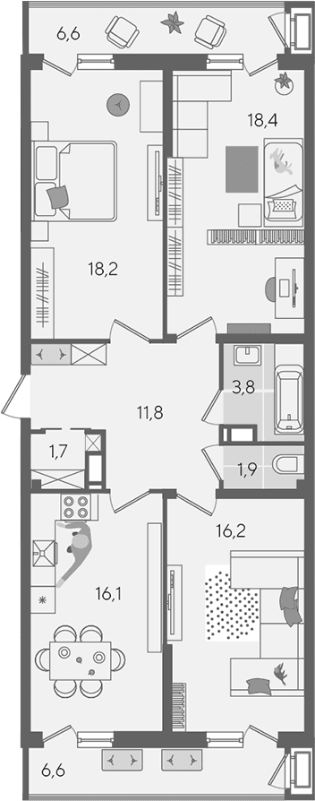 Продается 4-комн. квартира, 88.1 м²
