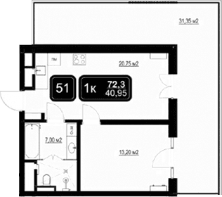 Продается 2-комн. квартира, 40.95 м²
