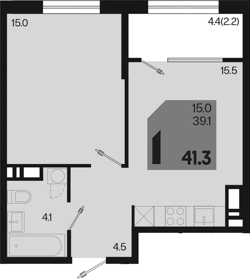 Продается 2-комн. квартира, 39.1 м²