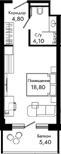 Продается 1-комн. квартира, 27.7 м²