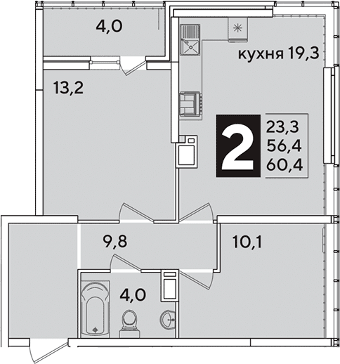 Продается 3-комн. квартира, 56.4 м²