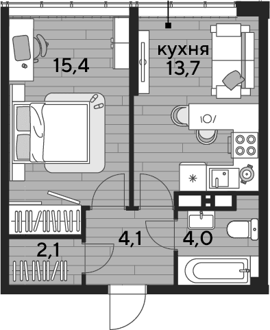 Продается 1-комн. квартира, 39.3 м²
