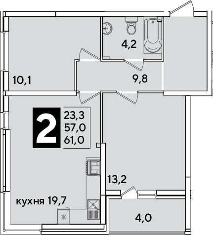 Продается 3-комн. квартира, 57 м²