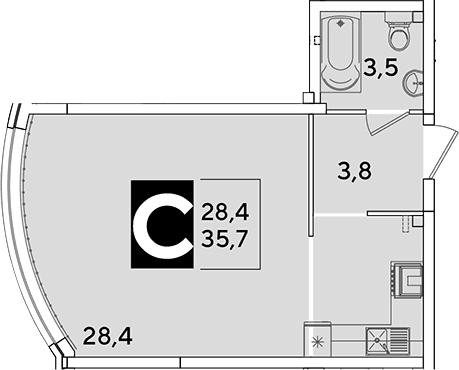 Продается 1-комн. квартира, 35.7 м²